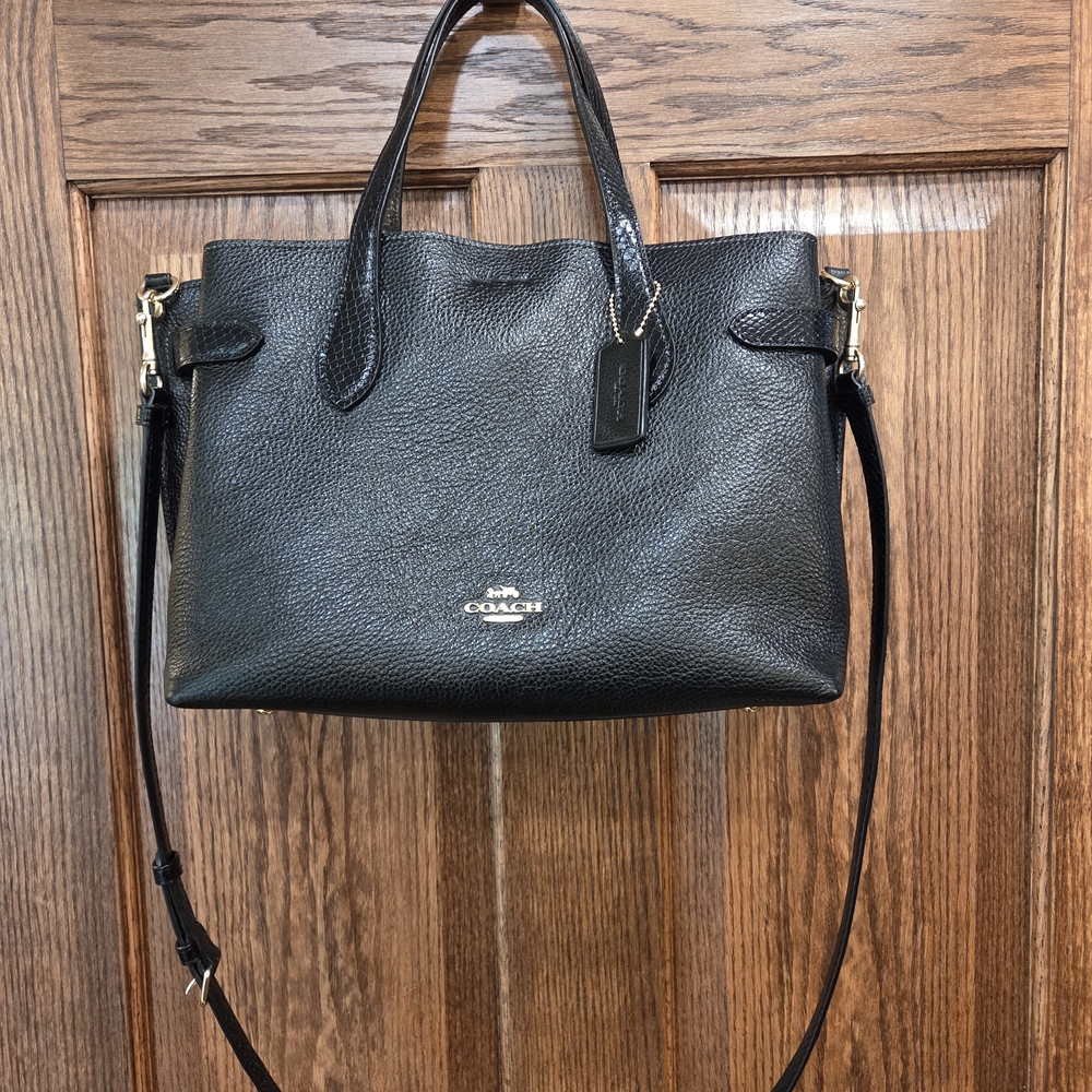 Coach Black Leather Tote Bag